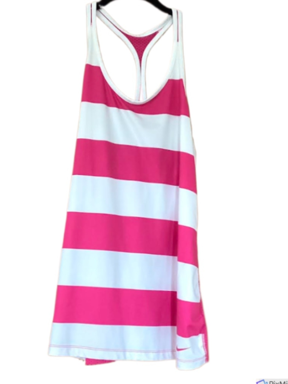 Nike Dri Fit Womens Pink and White Striped Tank Top, L